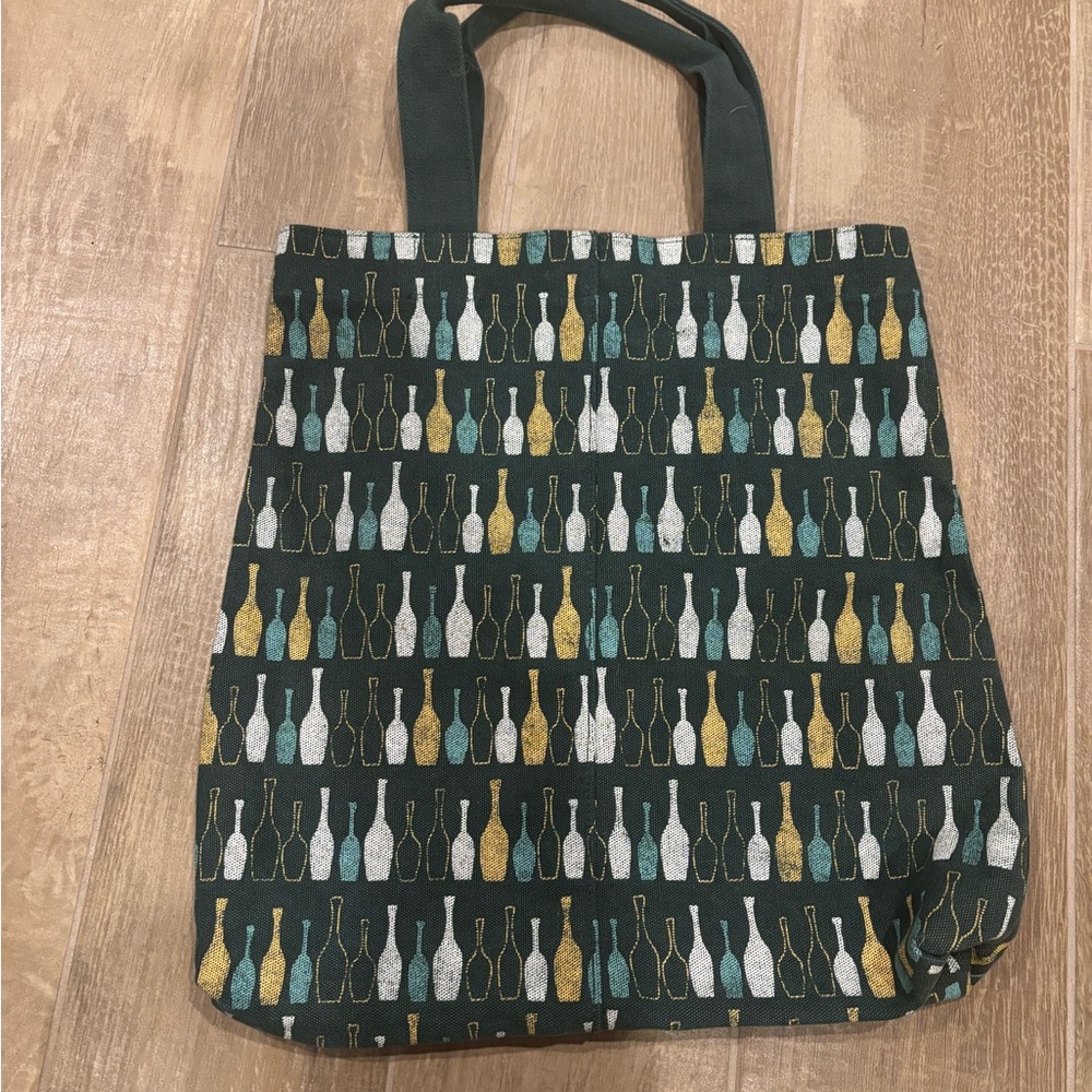 Heavy duty unique bleu bleuet tote bag shoulder bag wine bottle pattern